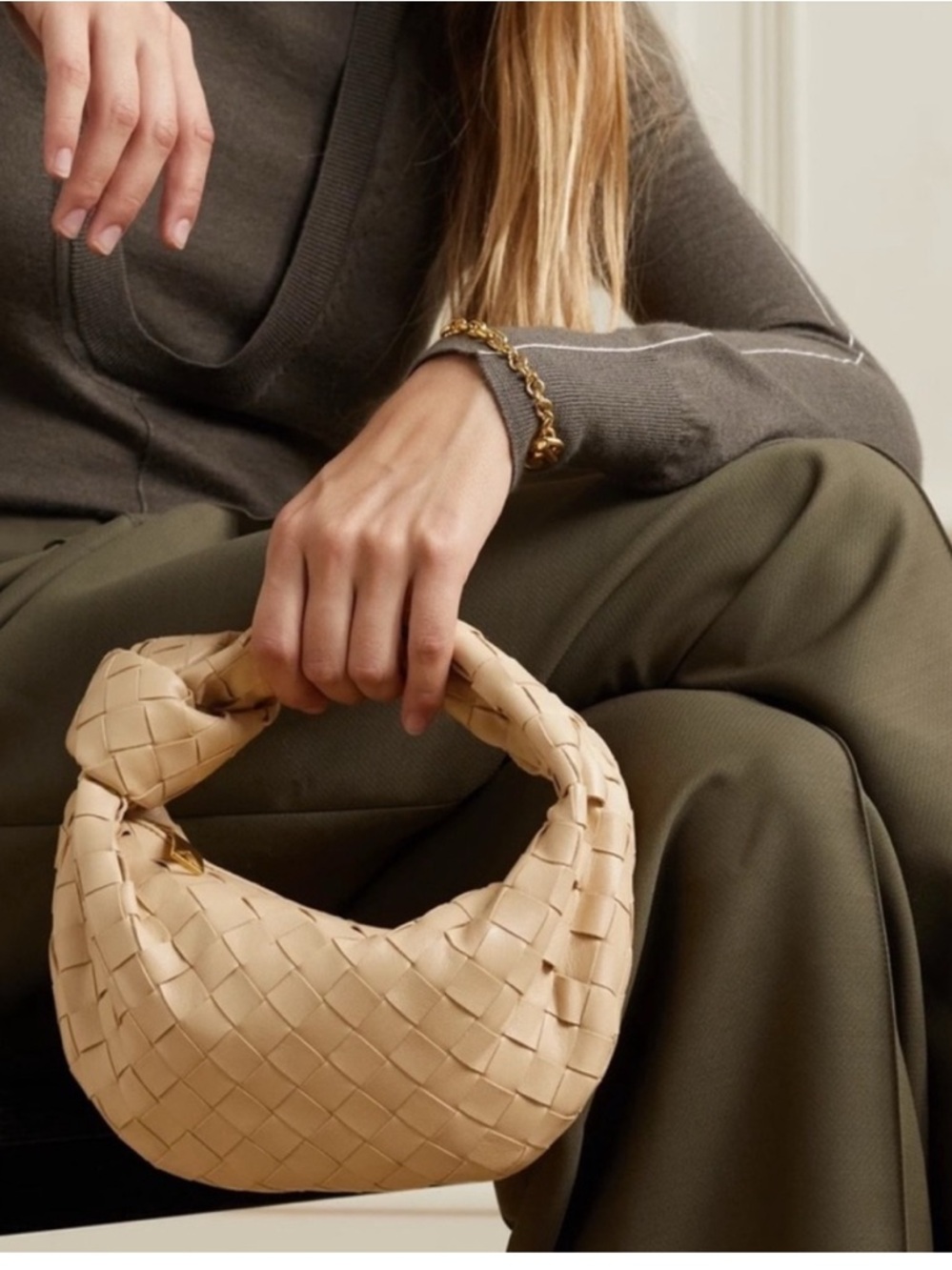 Mini Jodie tan purse woven vegan leather💫